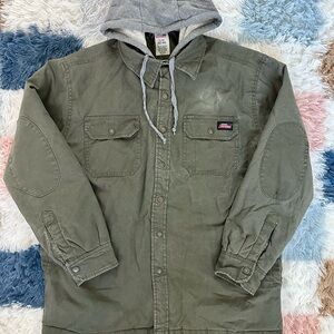 Dickies Olive Green Insulated Work Shirt Jacket – Hooded – Men’s Large (42–44)